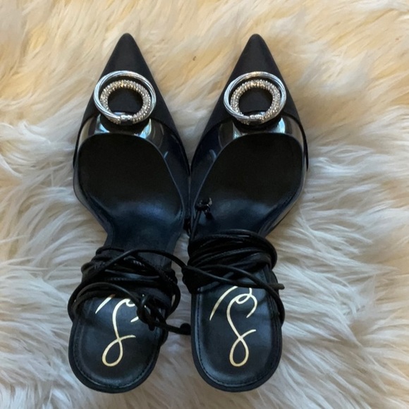 Sam Edelman Adrian Ankle Tie Pointed Toe Embellishment High Heel Pumps Size 9.5 - Picture 2 of 12